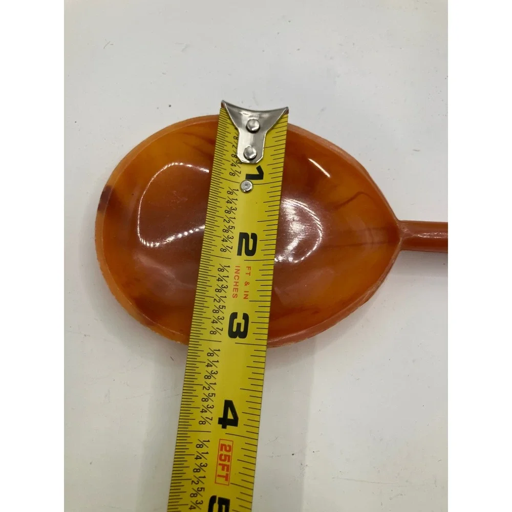 Vintage Amber Swirl Salad Servers Spoon Fork Set Retro Kitchenware